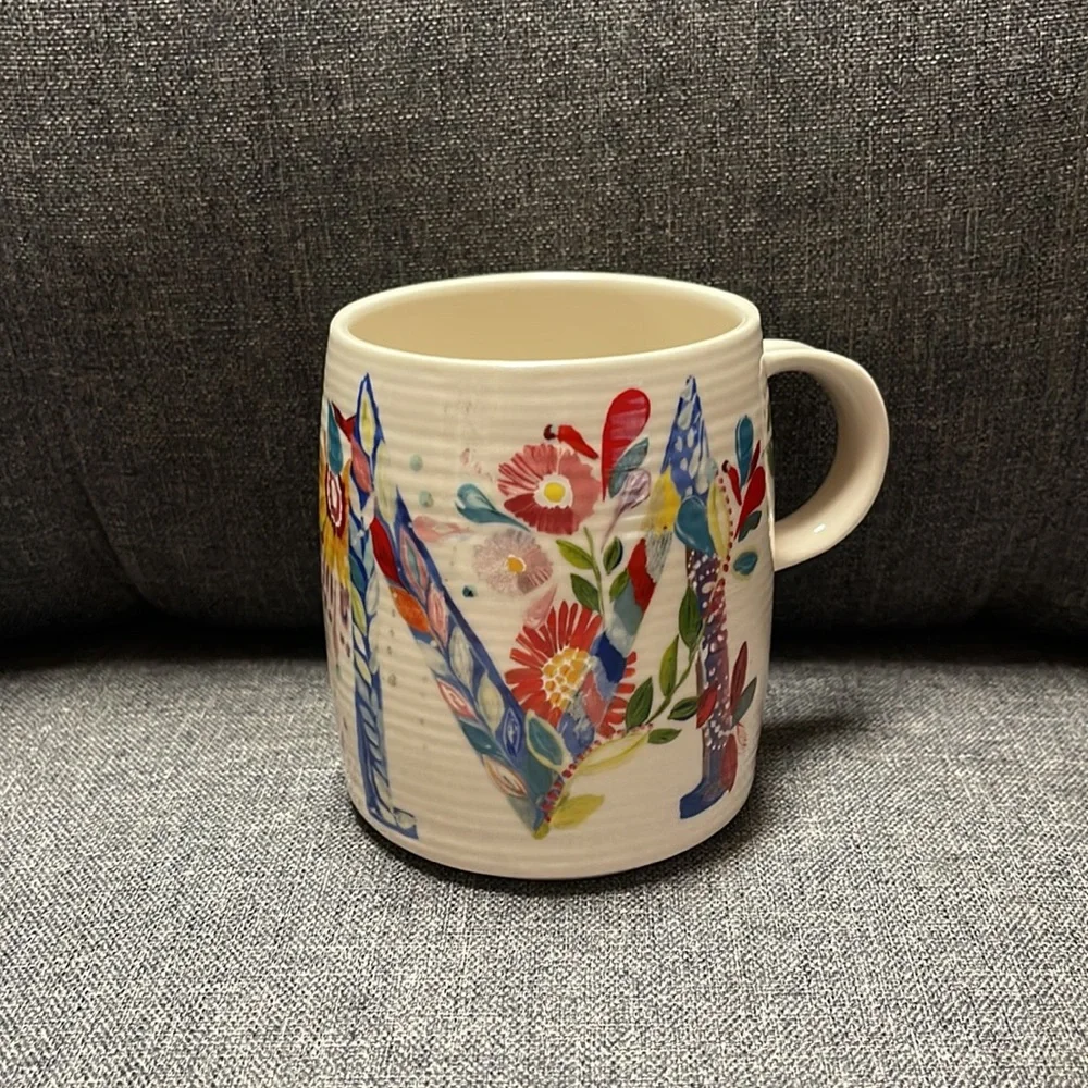 Anthropologie Petal Palette Monogram Mug